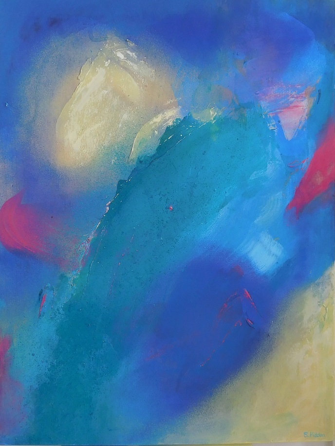 Colorful acrylic abstract painting 'Moonlight' by UK artist Stella Hidden