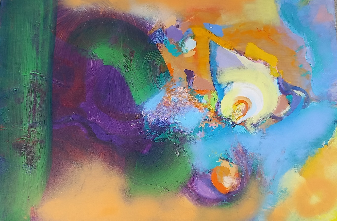 Colorful acrylic abstract painting 'Night into Day' by UK artist Stella Hidden