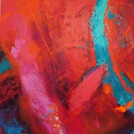 Colorful acrylic abstract painting 'Betwixt' by UK artist Stella Hidden