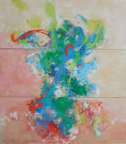 Colorful acrylic abstract painting 'Climate Change' by UK artist Stella Hidden