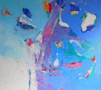 Colorful acrylic abstract painting 'Creative Chords' by UK artist Stella Hidden