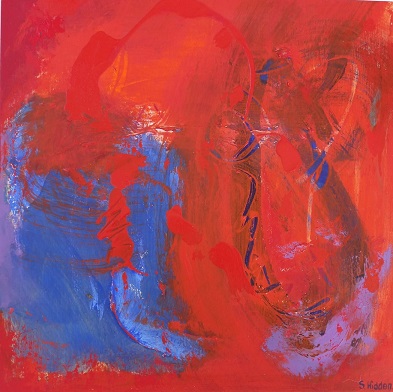 Colorful acrylic abstract painting 'Deep Harmony' by UK artist Stella Hidden