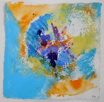 Stella Hidden's colorful acrylic abstract painting 'Faraway Land'