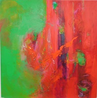 Colorful acrylic abstract painting 'Give & Take' by UK artist Stella Hidden