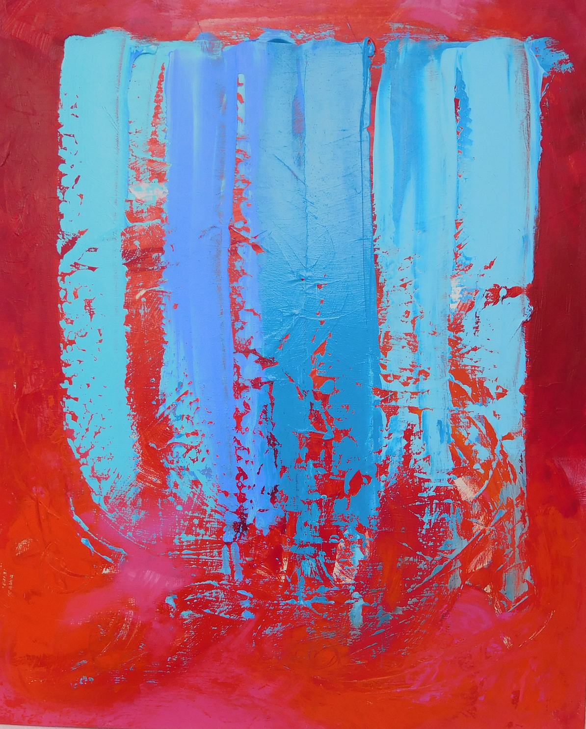 Colorful acrylic abstract painting 'Glimpse' by UK artist Stella Hidden