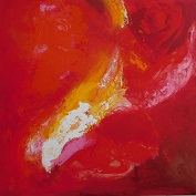 Colorful acrylic abstract painting 'Hot Day' by UK artist Stella Hidden