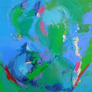 Colorful acrylic abstract painting 'Harmonic Melody' by UK artist Stella Hidden