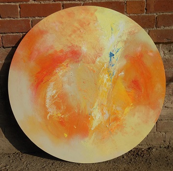 Colorful acrylic abstract painting 'Light Touch' by UK artist Stella Hidden