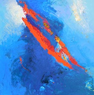 Colorful acrylic abstract painting 'Making Space' by UK artist Stella Hidden