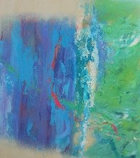 Colorful acrylic abstract painting 'Passage of Time' by UK artist Stella Hidden
