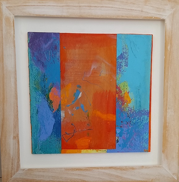 Colorful acrylic abstract painting 'Peaceful Morn' by UK artist Stella Hidden
