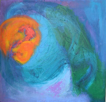 Colorful acrylic abstract painting 'Time Goes By' by UK artist Stella Hidden