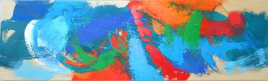 Stella Hidden's colourful acrylic abstract painting 'Between'