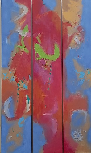 Colorful acrylic abstract painting 'Toccata' by UK artist Stella Hidden