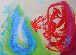 Colorful acrylic abstract painting 'Vibrato' by UK artist Stella Hidden